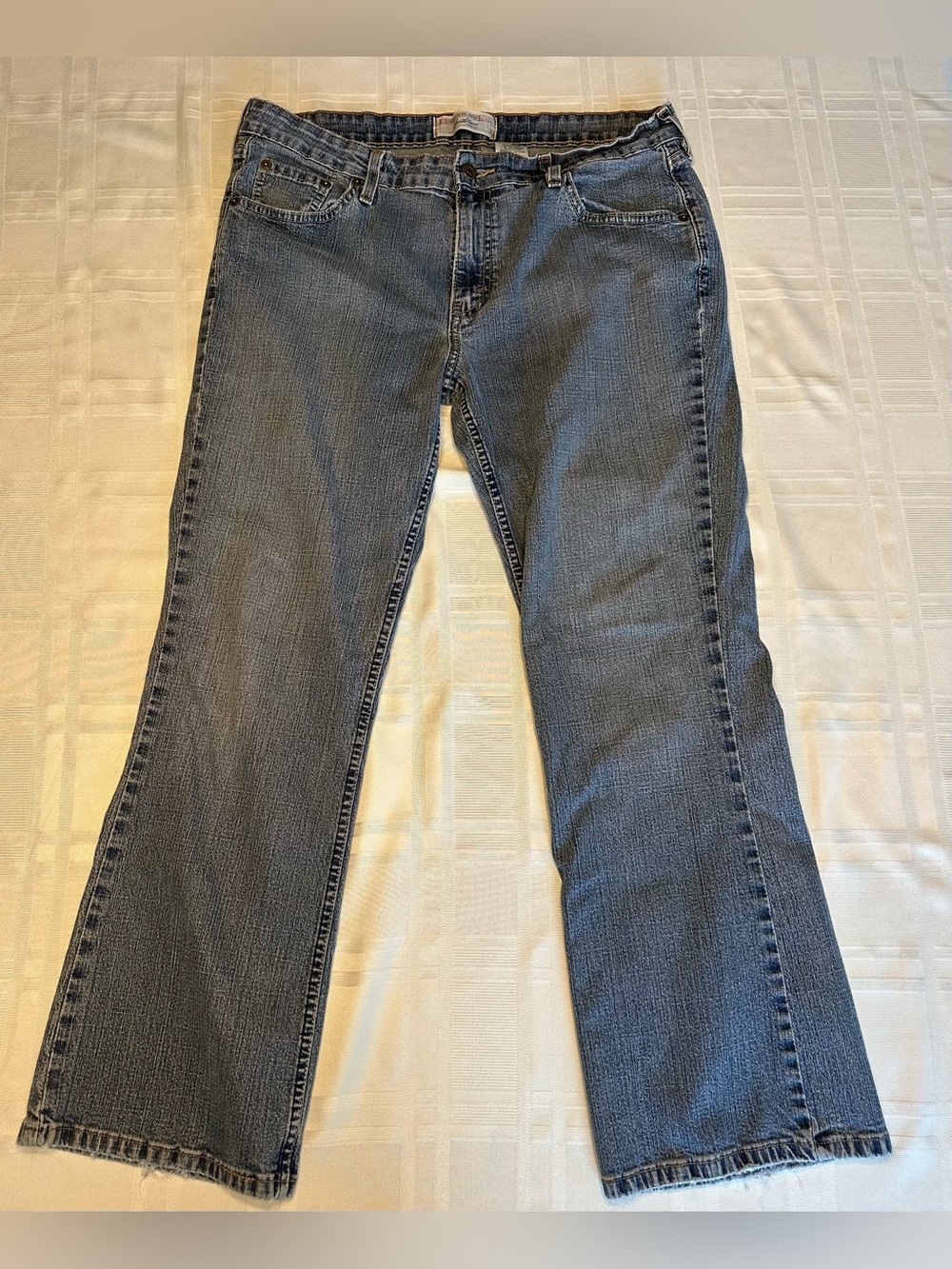 Levi Strauss Signature Bootcut Jeans Women Size 14 SHORT Blue Low Rise Stretch